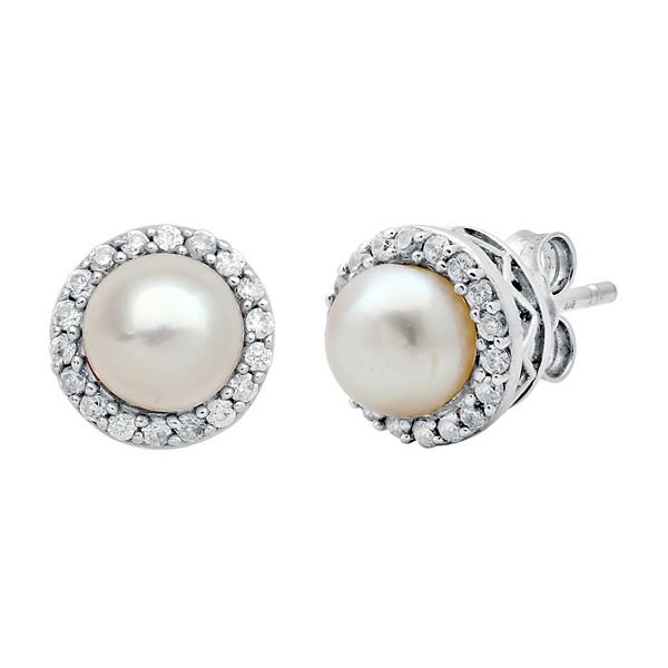 Sterling Silver Freshwater Cultured Pearl & Lab-Created White Sapphire ...