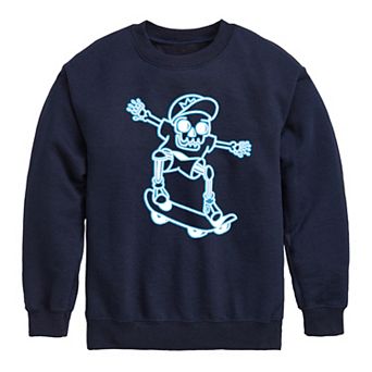 Boys 8-20 Skeleton Riding Skateboard Fleece Sweatshirt