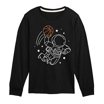 Boys 8-20 Dunking Astronaut Long Sleeve Graphic Tee