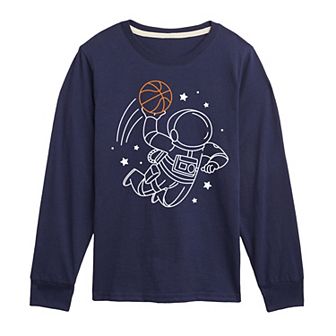 Boys 8-20 Dunking Astronaut Long Sleeve Graphic Tee