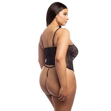 Plus Size Oh La La Cheri Kai Bustier & Thong Lingerie Set 61-11358X