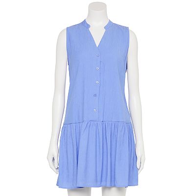 Women's Nine West Adaptive Button-Front Ruffle Hem Dress