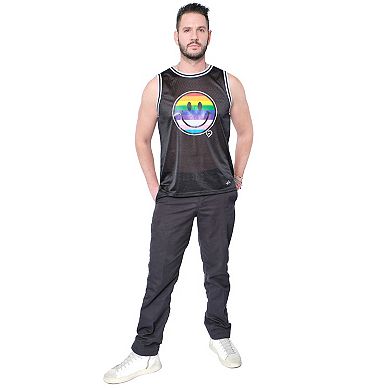 ph by The Phluid Project Adult Basketball Jersey with Rainbow Smiley Screen Print