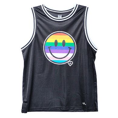 ph by The Phluid Project Adult Basketball Jersey with Rainbow Smiley Screen Print
