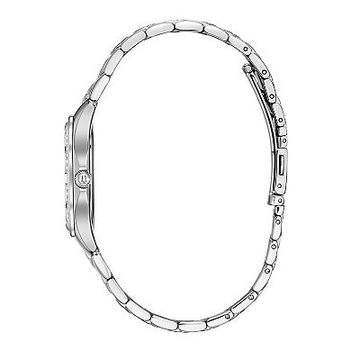 Bulova Women's Classic Stainless Steel Crystal Accented Black Mother-of-Pearl Dial Watch - 96L266