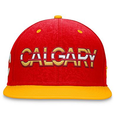 Men's Fanatics Branded  Red/Yellow Calgary Flames Authentic Pro Rink Two-Tone Snapback Hat