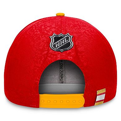 Men's Fanatics Branded  Red/Yellow Calgary Flames Authentic Pro Rink Two-Tone Snapback Hat