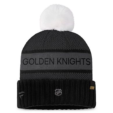 Women's Fanatics Branded Black Vegas Golden Knights Authentic Pro Rink Cuffed Knit Hat with Pom