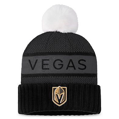 Women's Fanatics Branded Black Vegas Golden Knights Authentic Pro Rink Cuffed Knit Hat with Pom