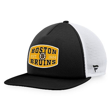 Men's Fanatics Branded Black/White Boston Bruins Foam Front Patch Trucker Snapback Hat
