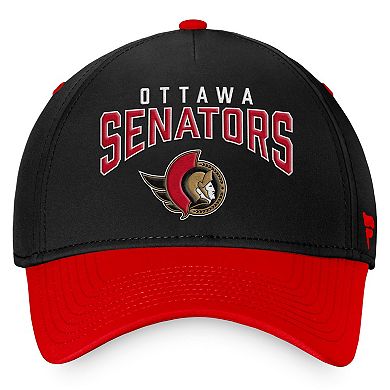 Men's Fanatics Branded Black/Red Ottawa Senators Fundamental 2-Tone Flex Hat