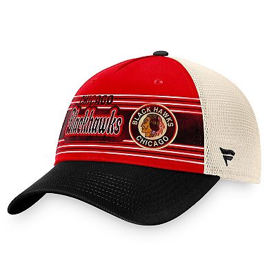 Men's Fanatics Branded Red/Black Chicago Blackhawks Heritage Vintage Trucker Adjustable Hat