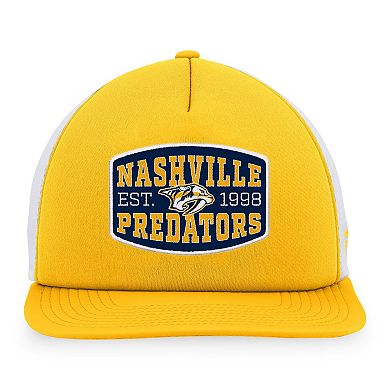 Men's Fanatics Branded Gold/White Nashville Predators Foam Front Patch Trucker Snapback Hat