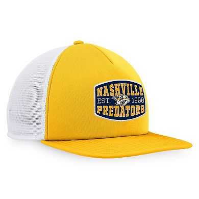 Men's Fanatics Branded Gold/White Nashville Predators Foam Front Patch Trucker Snapback Hat
