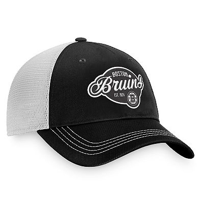Women's Fanatics Branded Black/White Boston Bruins Fundamental Trucker Adjustable Hat