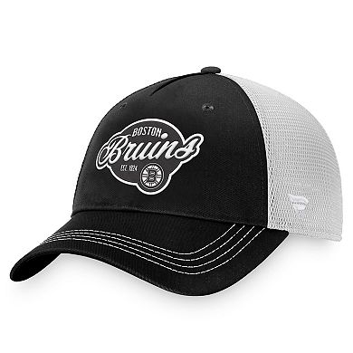 Women's Fanatics Branded Black/White Boston Bruins Fundamental Trucker Adjustable Hat