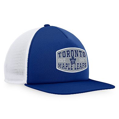 Men's Fanatics Branded Blue/White Toronto Maple Leafs Foam Front Patch Trucker Snapback Hat