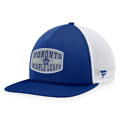 Men's Fanatics Branded Blue/White Toronto Maple Leafs Foam Front Patch Trucker Snapback Hat