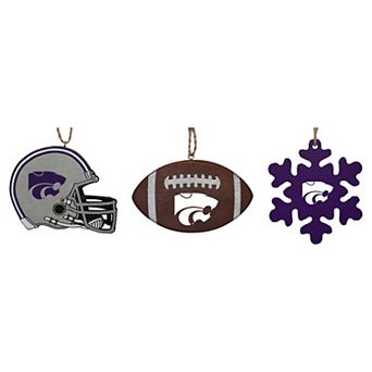 The Memory Company Kansas State Wildcats Three-Pack Helmet, Football & Snowflake Ornament Set