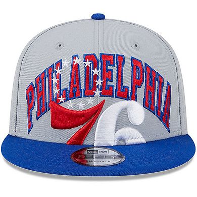 Men's New Era Gray/Royal Philadelphia 76ers Tip-Off Two-Tone 9FIFTY Snapback Hat