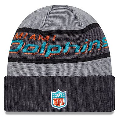 Men's New Era  Gray Miami Dolphins 2023 Sideline Tech Cuffed Knit Hat