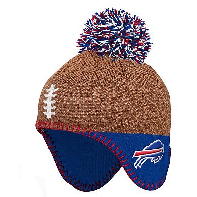 Infant Brown Buffalo Bills Football Head Knit Hat with Pom