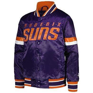 Youth Starter Purple Phoenix Suns Home Game Varsity Satin Full-Snap Jacket