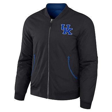 Men's Darius Rucker Collection by Fanatics Black/Royal Kentucky Wildcats Reversible Full-Zip Bomber Jacket