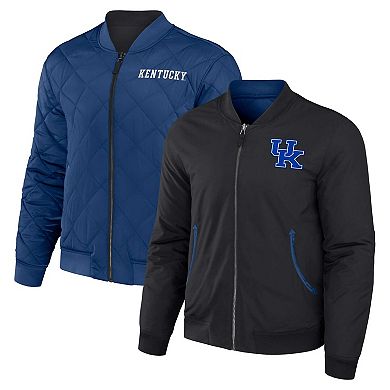 Men's Darius Rucker Collection by Fanatics Black/Royal Kentucky Wildcats Reversible Full-Zip Bomber Jacket