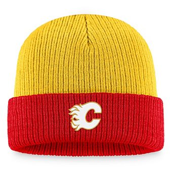 Men's Fanatics Branded Yellow/Red Calgary Flames Heritage Vintage Cuffed Knit Hat