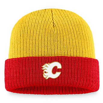Men's Fanatics Branded Yellow/Red Calgary Flames Heritage Vintage Cuffed Knit Hat