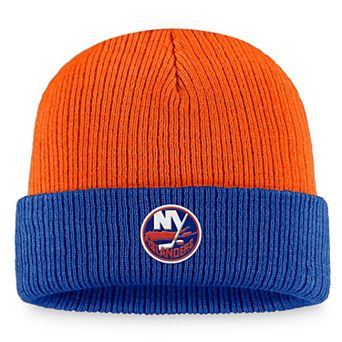 Men's Fanatics Branded Orange/Royal New York Islanders Heritage Vintage Cuffed Knit Hat