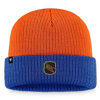 Men's Fanatics Branded  Orange/Royal New York Islanders Heritage Vintage Cuffed Knit Hat