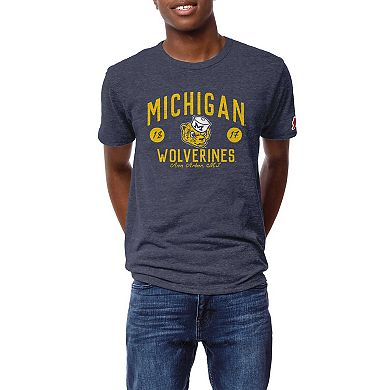 Men's League Collegiate Wear Heather Navy Michigan Wolverines Bendy Arch Victory Falls Tri-Blend T-Shirt