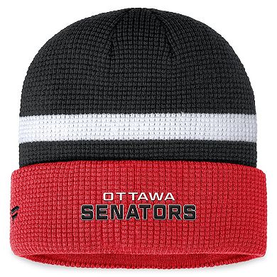Men's Fanatics Branded  Black/Red Ottawa Senators Fundamental Cuffed Knit Hat
