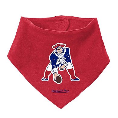 Newborn & Infant Mitchell & Ness Red/Royal New England Patriots Throwback Big Score Bodysuit, Bib & Bootie Set