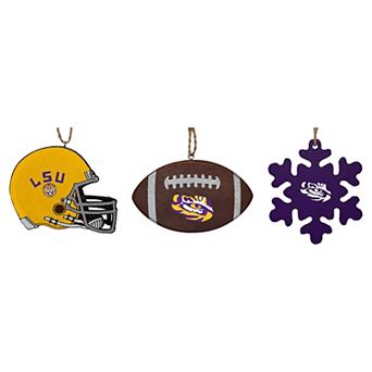 The Memory Company LSU Tigers Three-Pack Helmet, Football & Snowflake Ornament Set