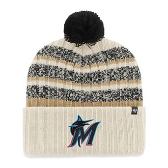 Men's '47 Natural Miami Marlins Tavern Cuffed Knit Hat with Pom