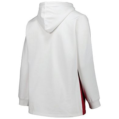 Women's Profile White/Crimson Oklahoma Sooners Plus Size Taping Pullover Hoodie