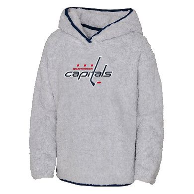 Girls Youth Heather Gray Washington Capitals Ultimate Teddy Fleece Pullover Hoodie