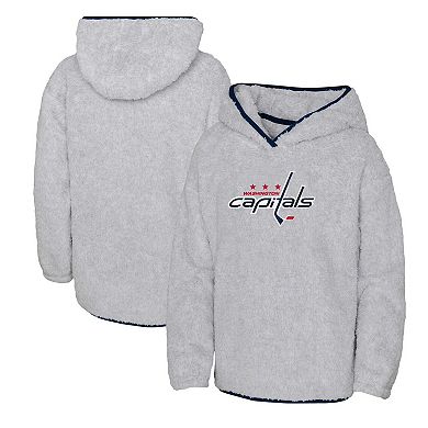 Girls Youth Heather Gray Washington Capitals Ultimate Teddy Fleece Pullover Hoodie