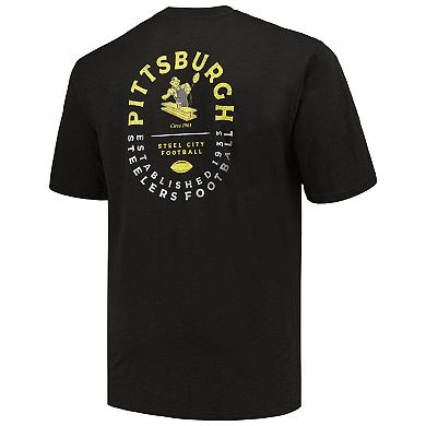 Men's Profile Black Pittsburgh Steelers Big & Tall Two-Hit Throwback T-Shirt