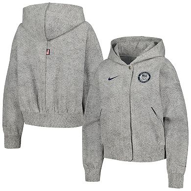 Women's Nike Gray Team USA Media Day Oversized Cropped Hoodie Performance Full-Zip Jacket