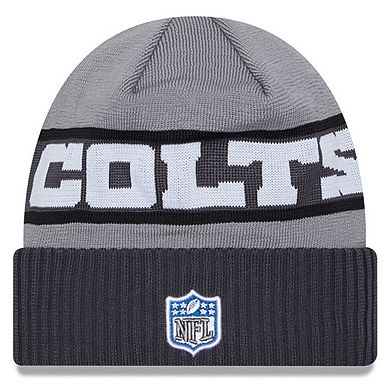 Men's New Era Gray Indianapolis Colts 2023 Sideline Tech Cuffed Knit Hat