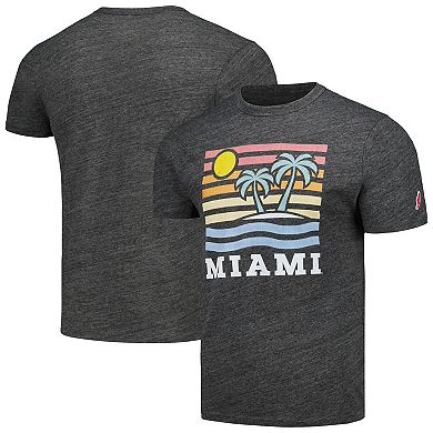 Men's League Collegiate Wear Heather Charcoal Miami Hurricanes Hyper Local Victory Falls Tri-Blend T-Shirt
