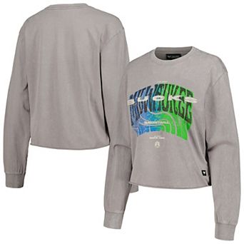 Women's The Wild Collective Gray Milwaukee Bucks Band Cropped Long Sleeve T-Shirt