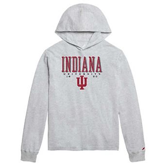 Men's League Collegiate Wear Ash Indiana Hoosiers Team Stack Tumble Long Sleeve Hooded T-Shirt