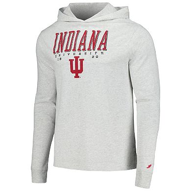 Men's League Collegiate Wear Ash Indiana Hoosiers Team Stack Tumble Long Sleeve Hooded T-Shirt