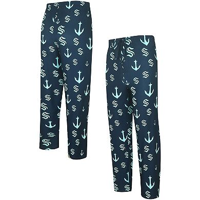 Men's Concepts Sport Navy Seattle Kraken Gauge Allover Print Knit Sleep Pants