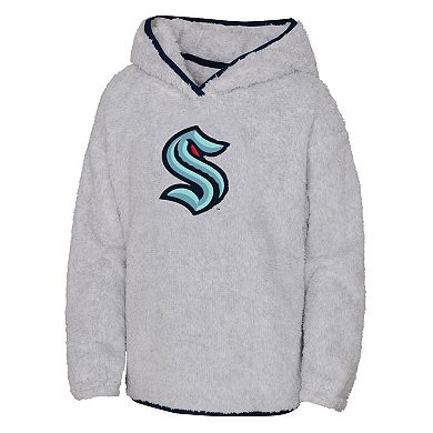 Girls Youth Heather Gray Seattle Kraken Ultimate Teddy Fleece Pullover Hoodie